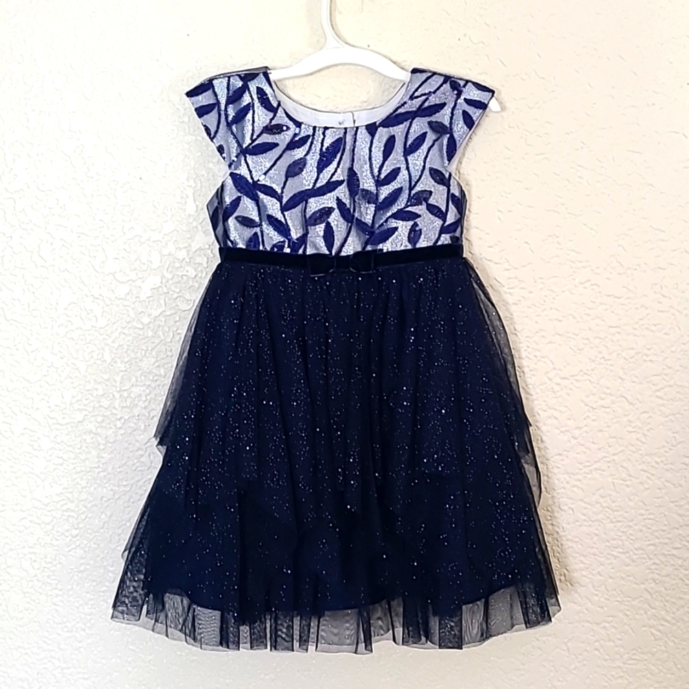 Jona Michelle girls beautiful blue holiday/special occasion dress, 3T, EUC